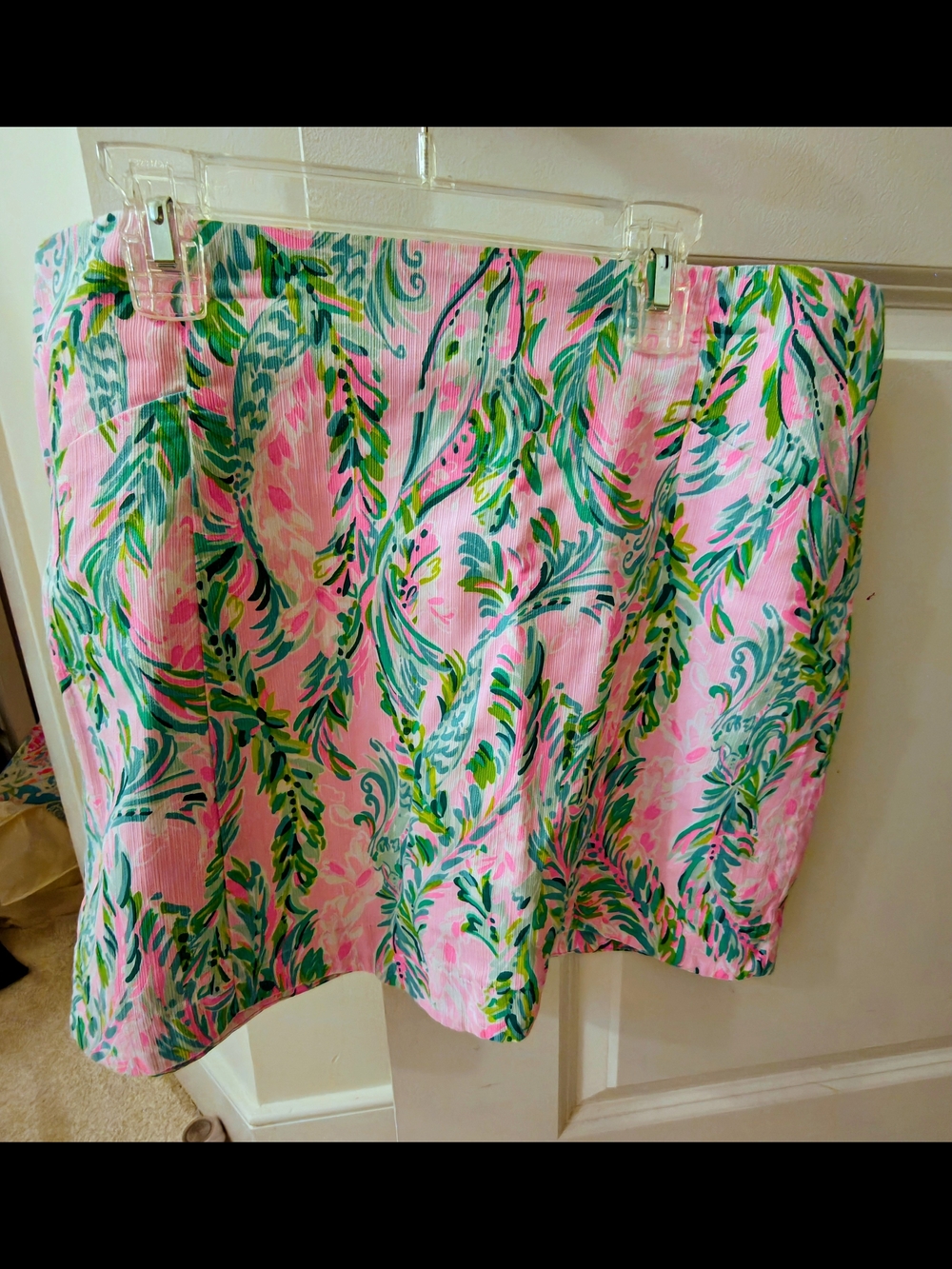 Lilly Pulitzer Pink Floral Short with Green Leaf Print